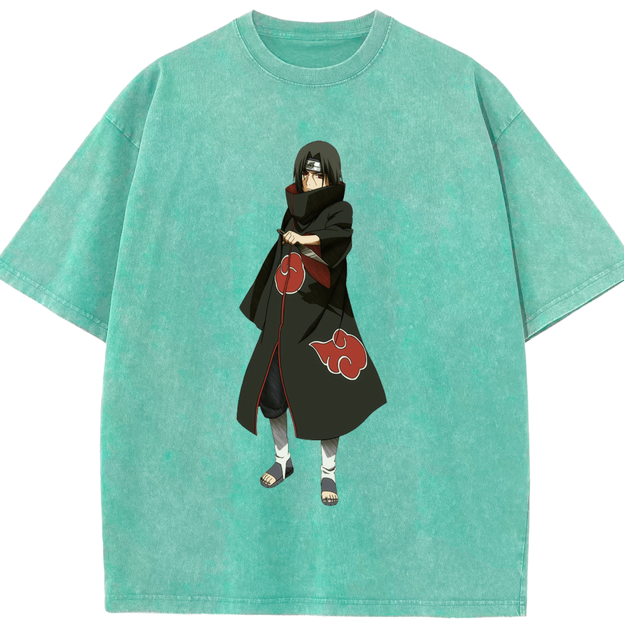 （画像用） NARUTO -ナルト- うちは イタチ Uchiha Itachi 綿100% ヴィンテージ風 半袖Tシャツ（フロントプリント）